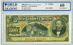 Mexico Pick 238s, MPM 276s Specimen 500 Pesos 19xx (1909-10), WBG 60 Uncirculated