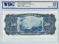 Brazil Pick 108 Specimen 500 Mil Reis 1926, WBG Uncirculated Gem  65 TOP