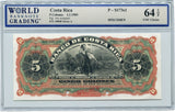 Costa Rica Pick S173s1 Specimen 5 Colones 1901, WBG 64 TOP Uncirculated Choice