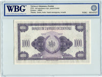 French West Africa Pick 32s Specimen 1,000 Francs 1942, WBG Uncirculated Gem 65 TOP