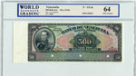 Venezuela Pick S314s Specimen 500 Bolivares 19xx (1935), WBG 64 Uncirculated Choice