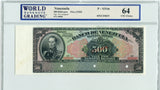 Venezuela Pick S314s Specimen 500 Bolivares 19xx (1935), WBG 64 Uncirculated Choice