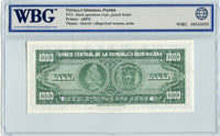 Dominican Republic Pick 67 Specimen 1,000 Pesos 1947-50, WBG Uncirculated Gem 66 TOP