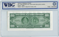 Dominican Republic Pick 78 Specimen 1,000 Pesos 1956-58, WBG Uncirculated Choice 64 TOP