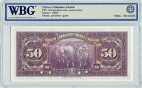 Turkey Pick 142A  Specimen 50 Lira 1930, WBG Uncirculated Gem 66 TOP