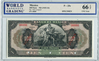 Mexico Pick 25s, MPM 4619 Specimen 100 Pesos No Date (1925-34), WBG 66 TOP Uncirculated Gem
