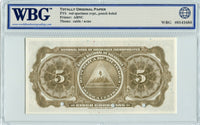 Nicaragua Pick 65s1 Specimen 5 Cordobas 1927, WBG Uncirculated Choice 65 TOP