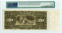 Brazil Pick S532 Specimen 20 Mil Reis 1890, PMG Choice Uncirculated  64 EPQ