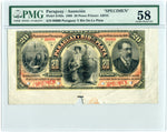 Paraguay Pick S165 Specimen 20 Pesos 1889, PMG Choice About Uncirculated 58