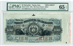 El Salvador Pick S145 Specimen 100 Pesos 1896, PMG Gem Uncirculated 65 EPQ
