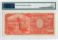 Ecuador Pick S124 Specimen 1,000 Sucres Circa 1895, PMG Choice About Uncirculated 58