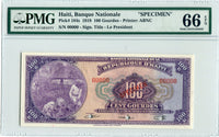 Haiti Pick 184s (189s) Specimen 100 Gourdes 1919 (6th Issue), PMG Gem Uncirculated 66 EPQ