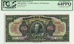 Brazil Pick 123 Specimen 1,000 Mil Reis, 1923, PCGS Very Choice New 64 PPQ