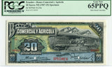 Ecuador Pick S129 Specimen 20 Sucres 1903, PCGS Gem New 65 PPQ