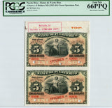 Puerto Rico Pick 41 Specimen PAIR $5 / 5 Pesos 1901-04,  PCGS Gem New 66 PPQ