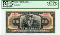 Mexico Pick 27 Specimen 1,000 Pesos 1925-34, PCGS Gem New 65 PPQ