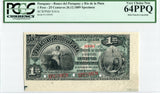Paraguay Pick S161 Specimen 1.25 Peso 1889, PCGS Very Choice New 64 PPQ
