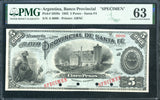Argentina Pick S828 Specimen, 5 Pesos 1882, PMG Choice Uncirculated 63