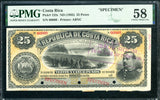 Costa Rica Pick 122 Specimen 25 Pesos 1885, PMG Choice About Uncirculated 58