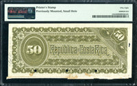 Costa Rica Pick 123 Specimen 50 Pesos 1885-88, PMG Choice About Uncirculated 58