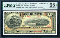 El Salvador Pick S177b Specimen 10 Pesos 1917, PMG Choice About Uncirculated 58 EPQ