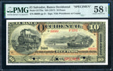 El Salvador Pick S177b Specimen 10 Pesos 1917, PMG Choice About Uncirculated 58 EPQ