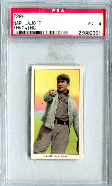 T206 Nap Lajoie Throwing, Hall Of Fame - Early PSA VG 4