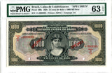 Brazil Pick 109 Specimen 1,000 Mil Reis 1926, PMG Choice Uncirculated 63 EPQ