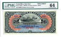 Costa Rica Pick S225 Specimen 25 Pesos 1887, PMG Choice Uncirculated 64
