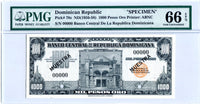 Dominican Republic Pick 78 Muestra 1,000 Pesos 1956-58, PMG Gem Uncirculated 66 EPQ