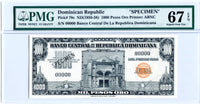 Dominican Republic Pick 78 Specimen 1,000 Pesos 1956-58, PMG Superb Gem Uncirculated 67 EPQ