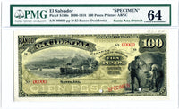 El Salvador Pick S180s1 Specimen 100 Pesos 189x, PMG Choice Uncirculated 64