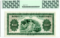 Martinique Pick 19 Specimen 100 Francs 1942, PCGS Superb Gem Uncirculated 67 PPQ
