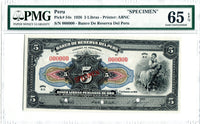 Peru Specimen 5 Libras 1926, Pick 54, PMG 65 EPQ