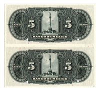 Mexico Pick 21 Specimen 5 Pesos 1925-34 Vertical PAIR, Choice Uncirculated