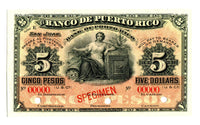 Puerto Rico Pick 41 Specimen $5/5 Pesos, Series E, 1901-04, Choice Uncirculated