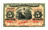 Puerto Rico Pick 41 Specimen $5/5 Pesos, Series E, 1901-04, Choice Uncirculated