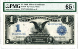 USA Fr#236 Silver Certificate 1899 $1 Black Eagle, PMG Gem Uncirculated 65 EPQ, Serial V41089424A