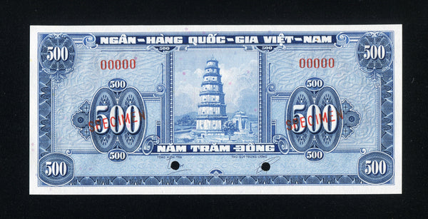 South Viet Nam Specimen P10s2, 500 Dong 1955, Gem Uncirculated